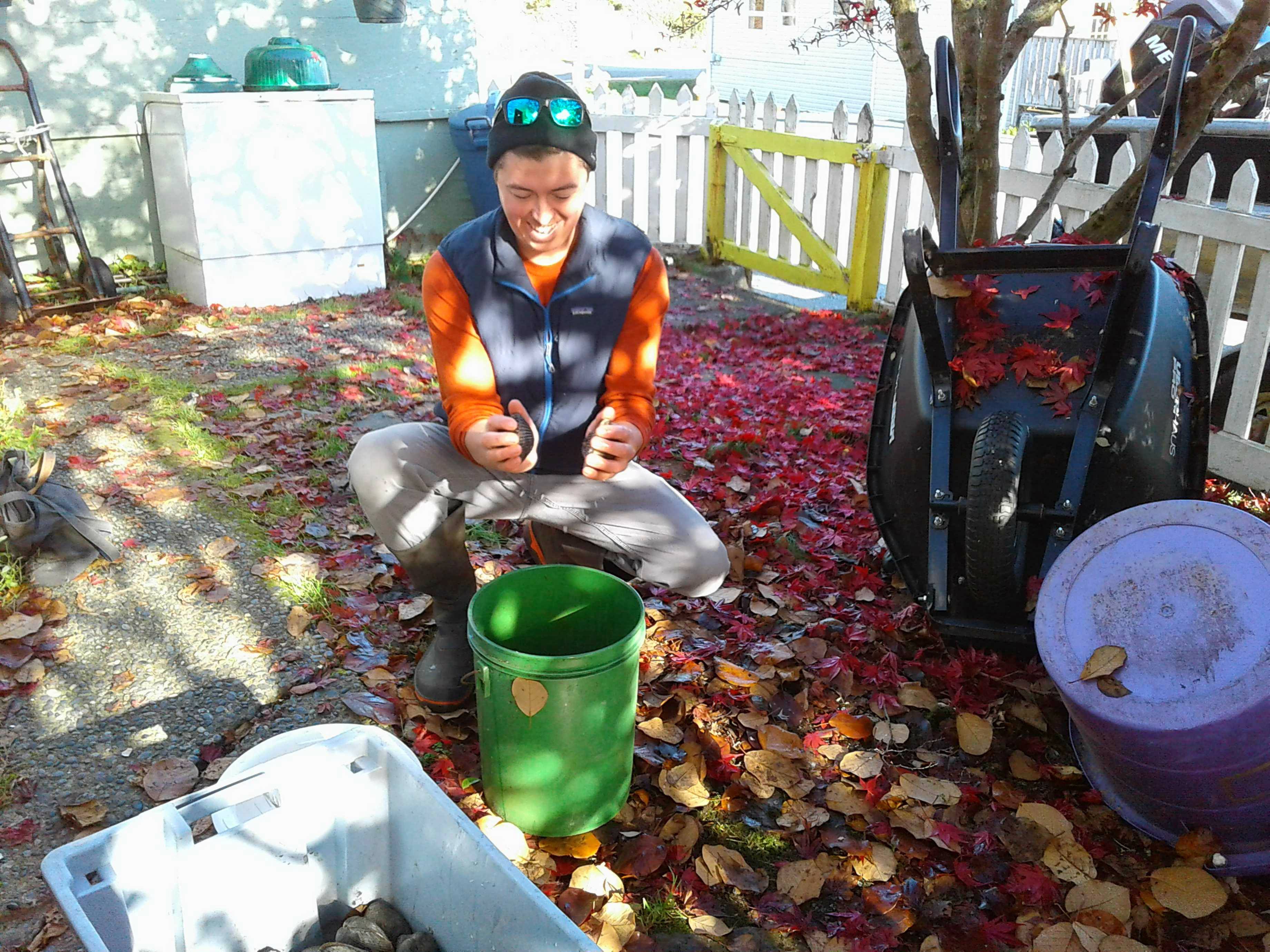A man cracking two cockles together