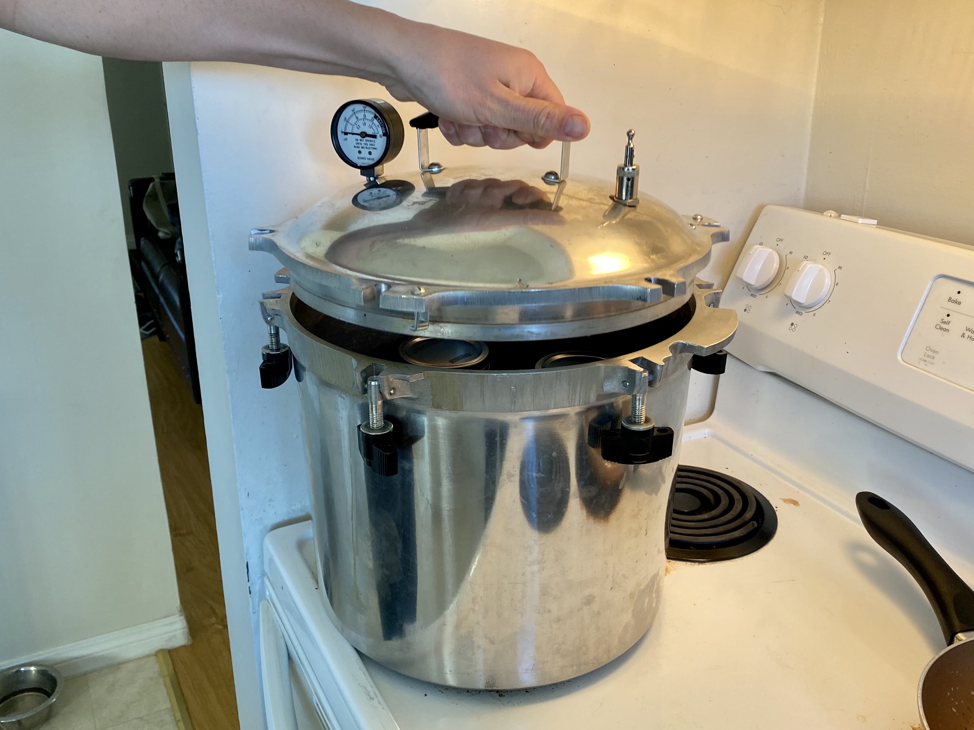 pressure cooker on a stove