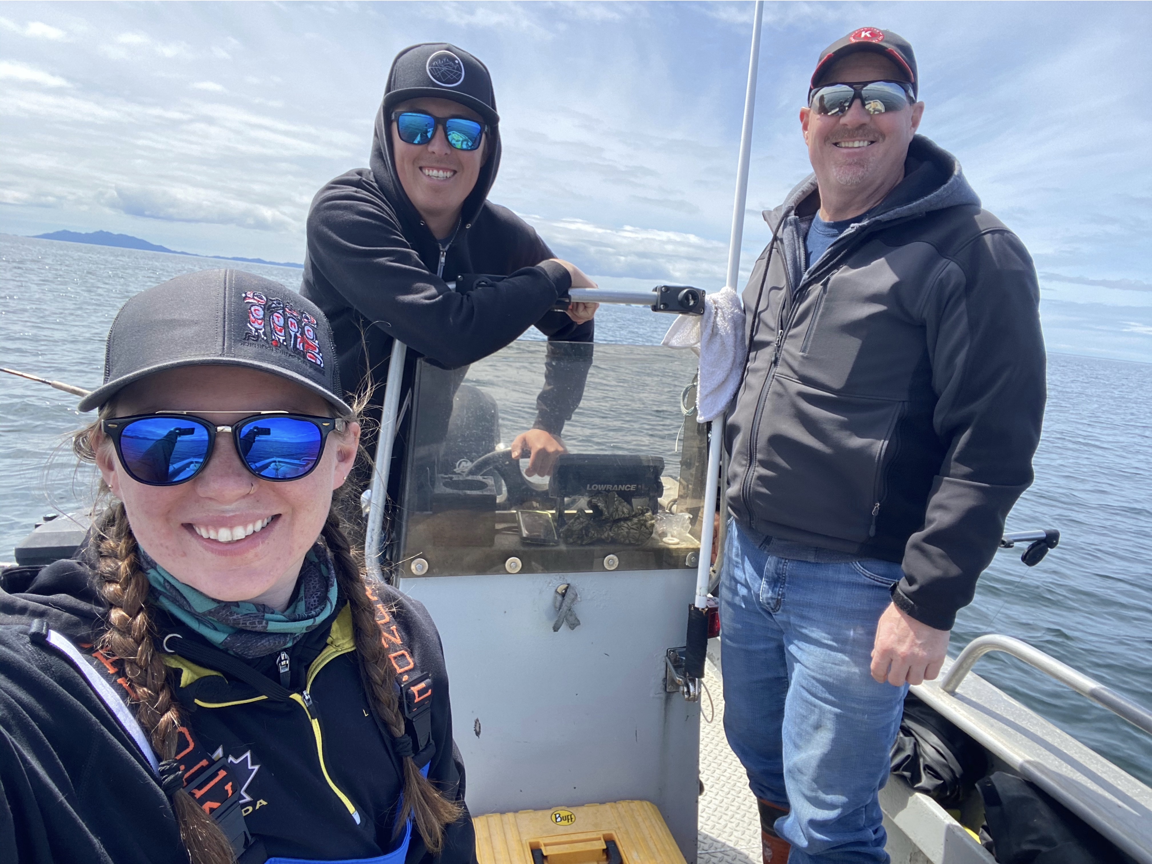 family selfie on a boat