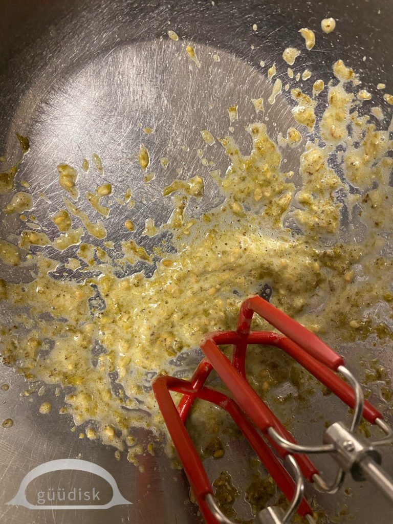 foamy 'as in metal bowl