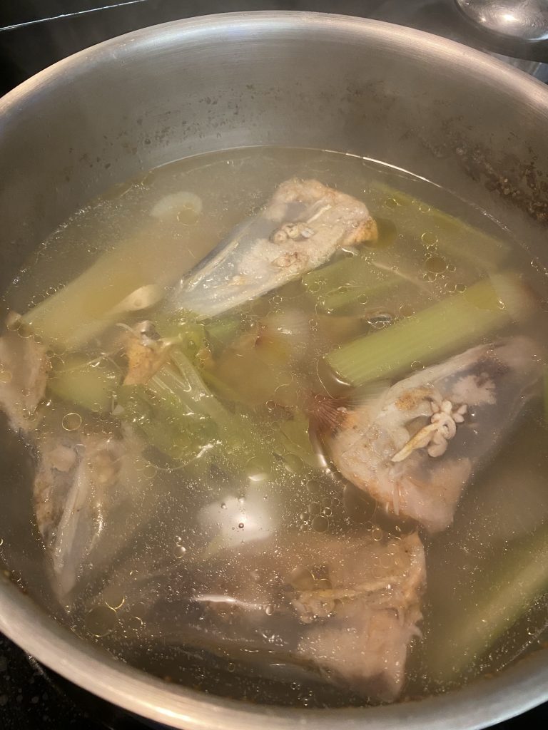 boiling the fish heads